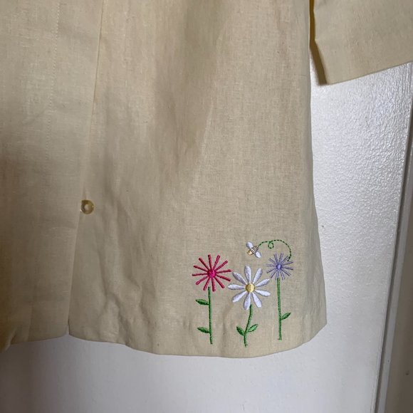 RING AROUND THE ROSIE GIRLS YELLOW HAND EMBROIDERED LINEN COAT DRESS SIZE 4T - Picture 2 of 9
